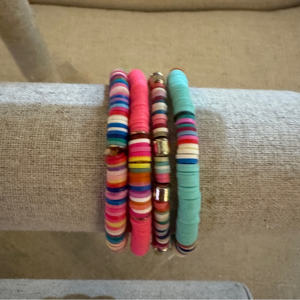 Set of 4 Colorful Beaded  Stretch Bracelets